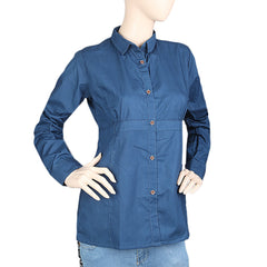 Women's Full Sleeves Casual Shirt - Navy Blue, Women, T-Shirts And Tops, Chase Value, Chase Value