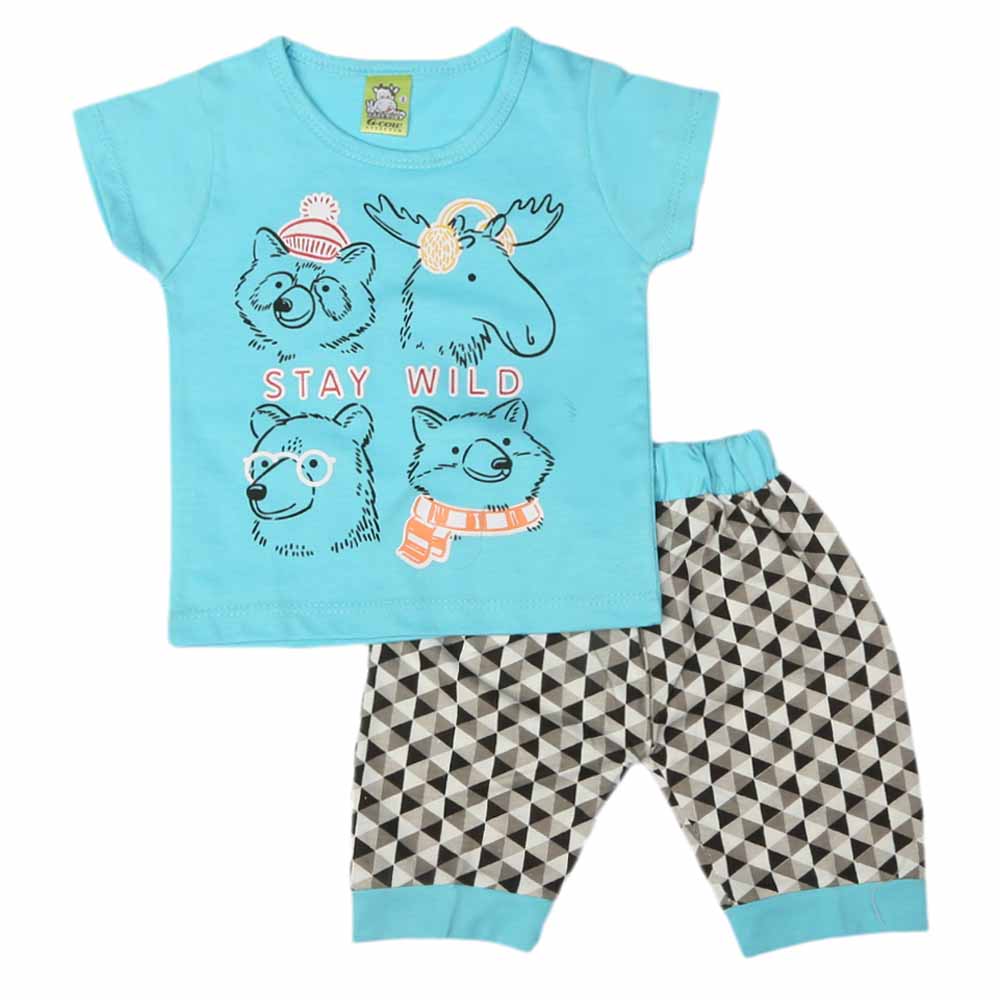 Newborn Boys Half Sleeves Suit - Light Blue, Kids, NB Boys Sets And Suits, Chase Value, Chase Value