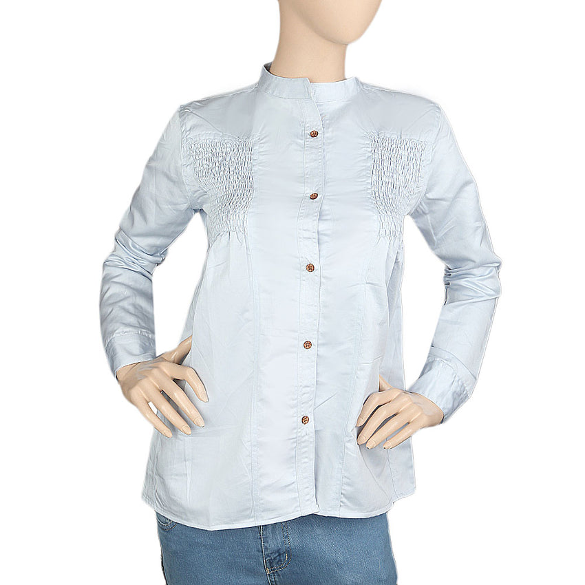 Women's Full Sleeves Casual Shirt - Light Blue, Women, T-Shirts And Tops, Chase Value, Chase Value