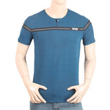 Men's Half Sleeves Round Neck T-Shirt - Steel Blue, Men, T-Shirts And Polos, Chase Value, Chase Value