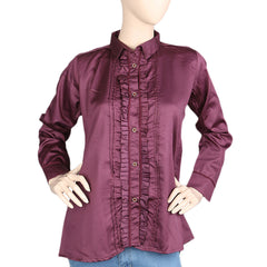 Women's Full Sleeves Casual Shirt - Maroon, Women, T-Shirts And Tops, Chase Value, Chase Value