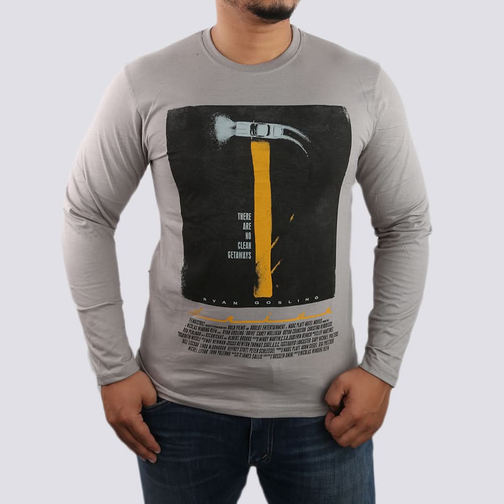 Men's Full Sleeves T Shirt - Grey, Mens T-Shirts, Chase Value, Chase Value