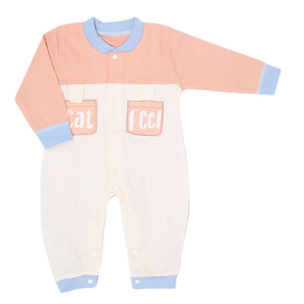 Newborn Boys Full Sleeves Romper - Peach, Kids, New Born Boys Rompers, Chase Value, Chase Value