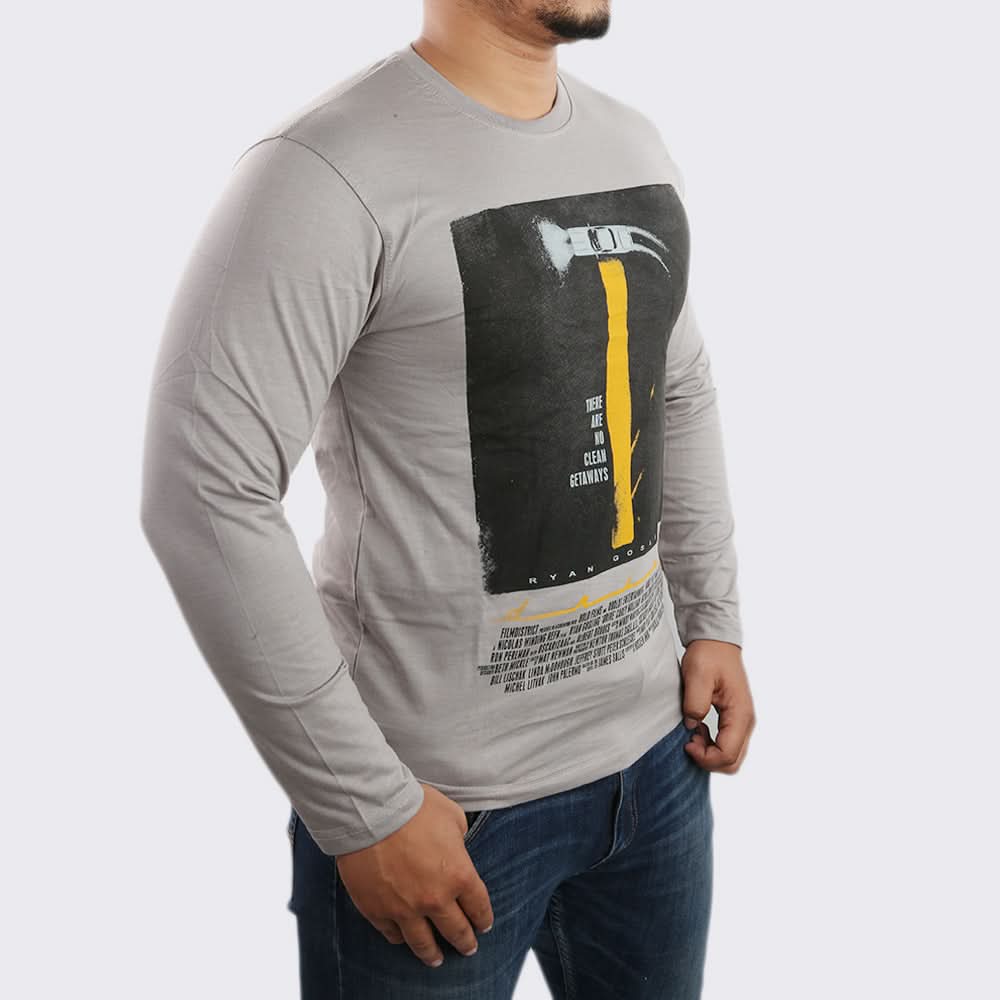 Men's Full Sleeves T Shirt - Grey, Mens T-Shirts, Chase Value, Chase Value