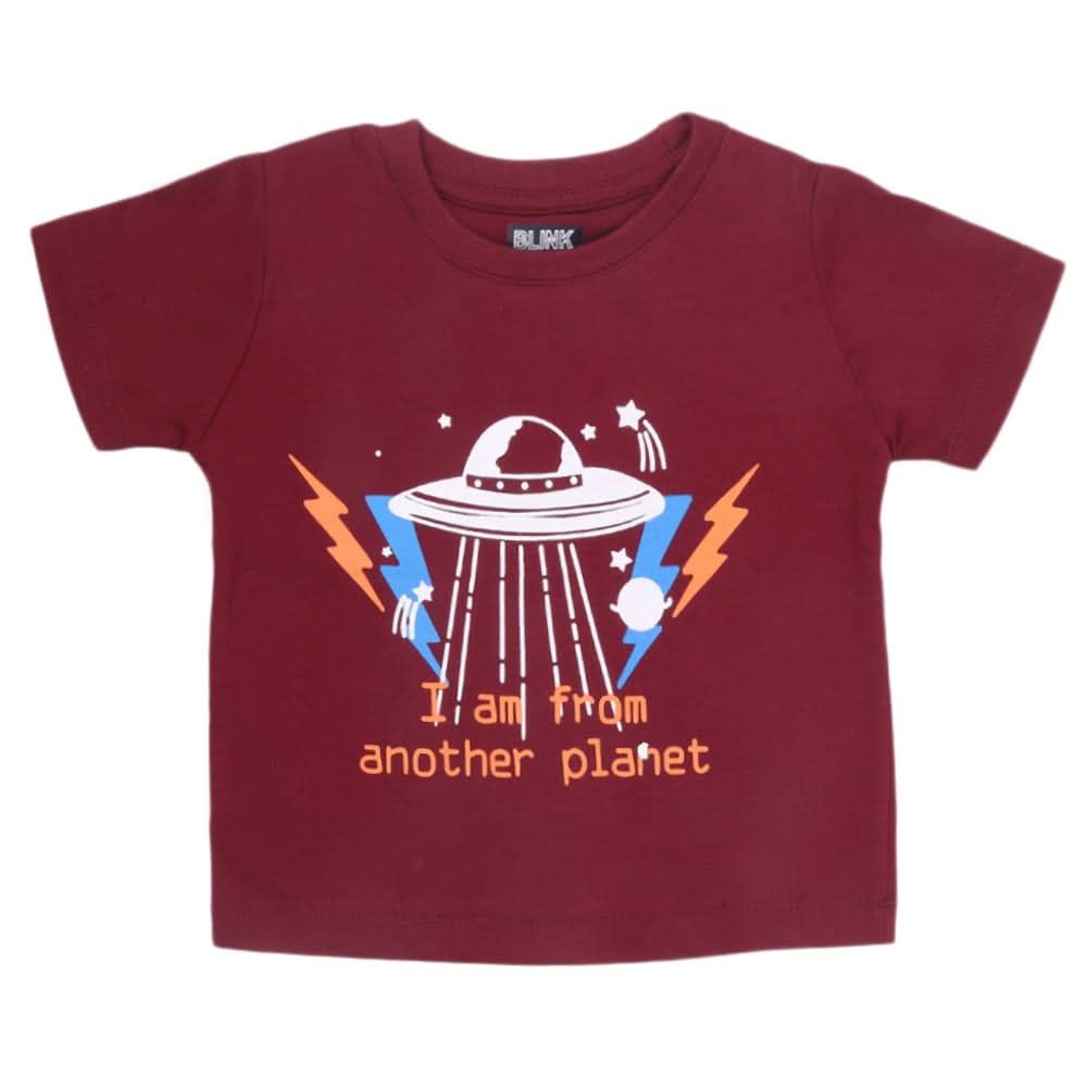 Boys Half Sleeves Printed T-Shirt - Maroon, Kids, Boys T-Shirts, Chase Value, Chase Value