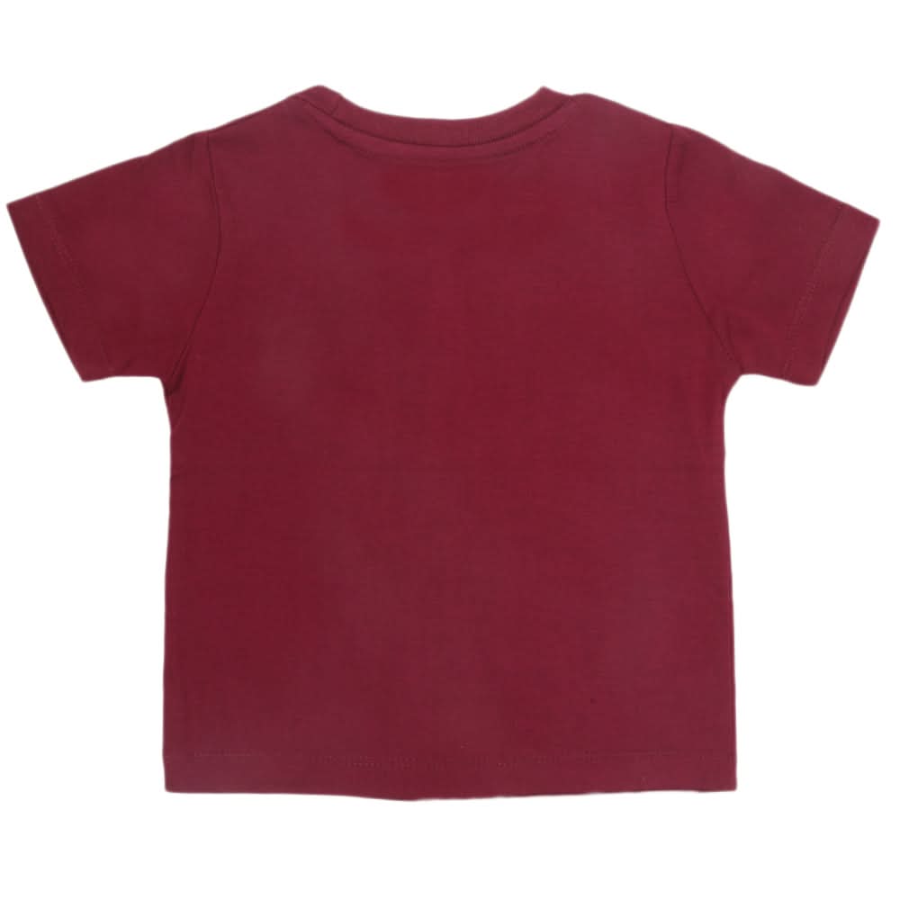 Boys Half Sleeves Printed T-Shirt - Maroon, Kids, Boys T-Shirts, Chase Value, Chase Value