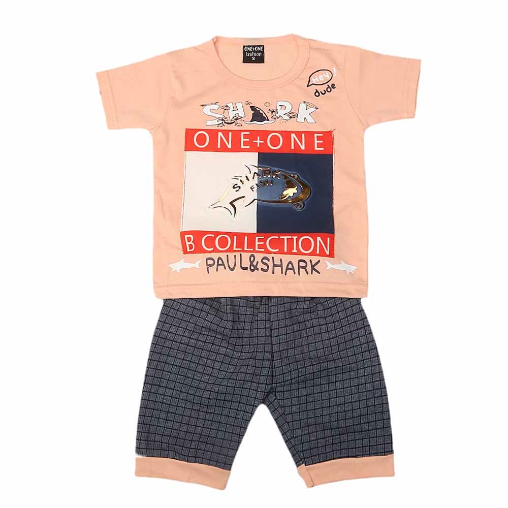 Boys Half Sleeves Suit 1311 - Peach, Kids, Boys Sets And Suits, Chase Value, Chase Value