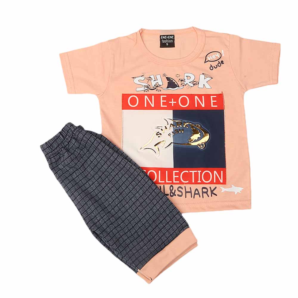 Boys Half Sleeves Suit 1311 - Peach, Kids, Boys Sets And Suits, Chase Value, Chase Value