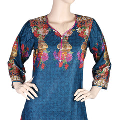 Women's Printed Lawn 2 Pcs Stitched Suit - Steel Blue, Women, Shalwar Suits, Chase Value, Chase Value