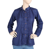 Women's Full Sleeves Casual Shirt - Navy Blue, Women, T-Shirts And Tops, Chase Value, Chase Value