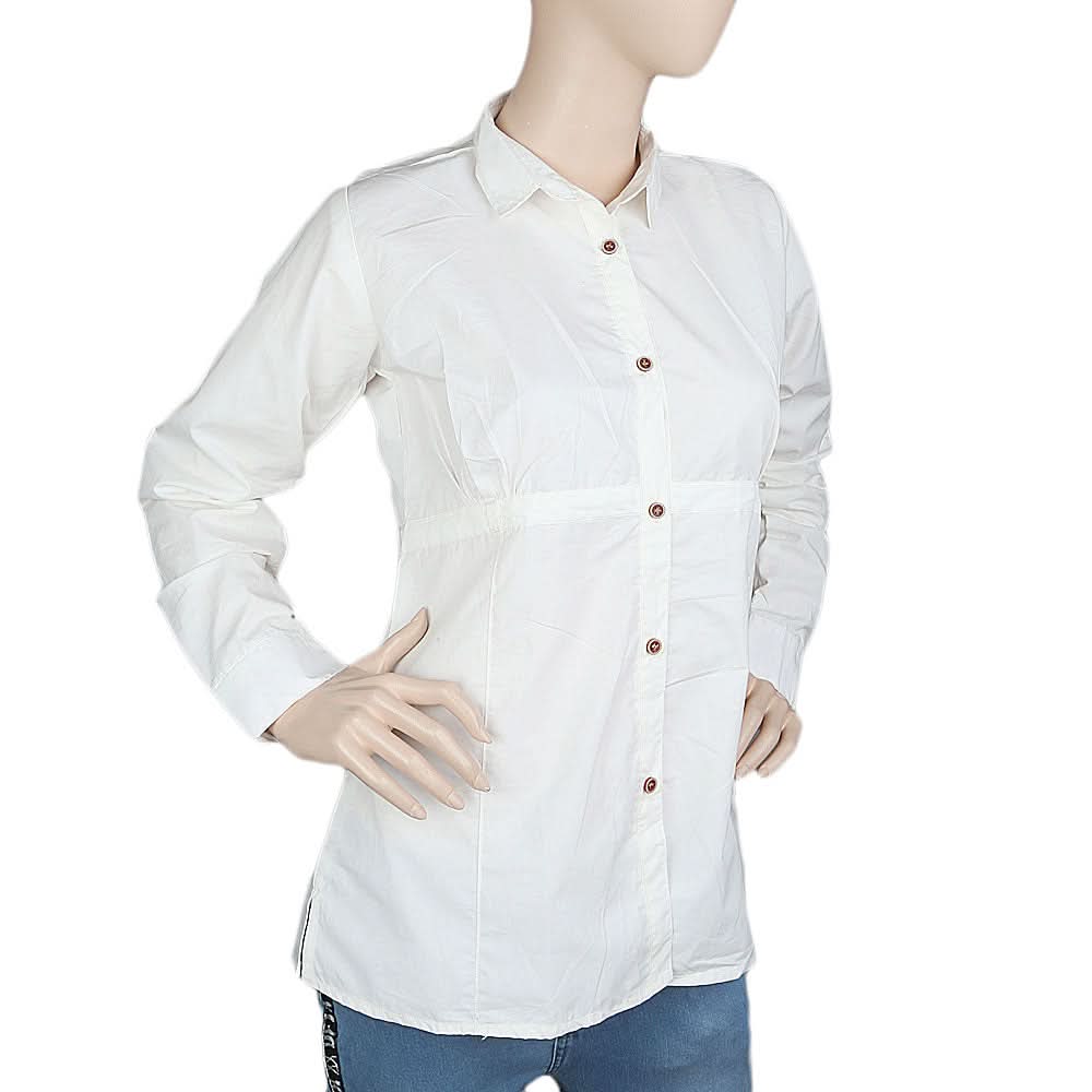 Women's Full Sleeves Casual Shirt - White, Women, T-Shirts And Tops, Chase Value, Chase Value