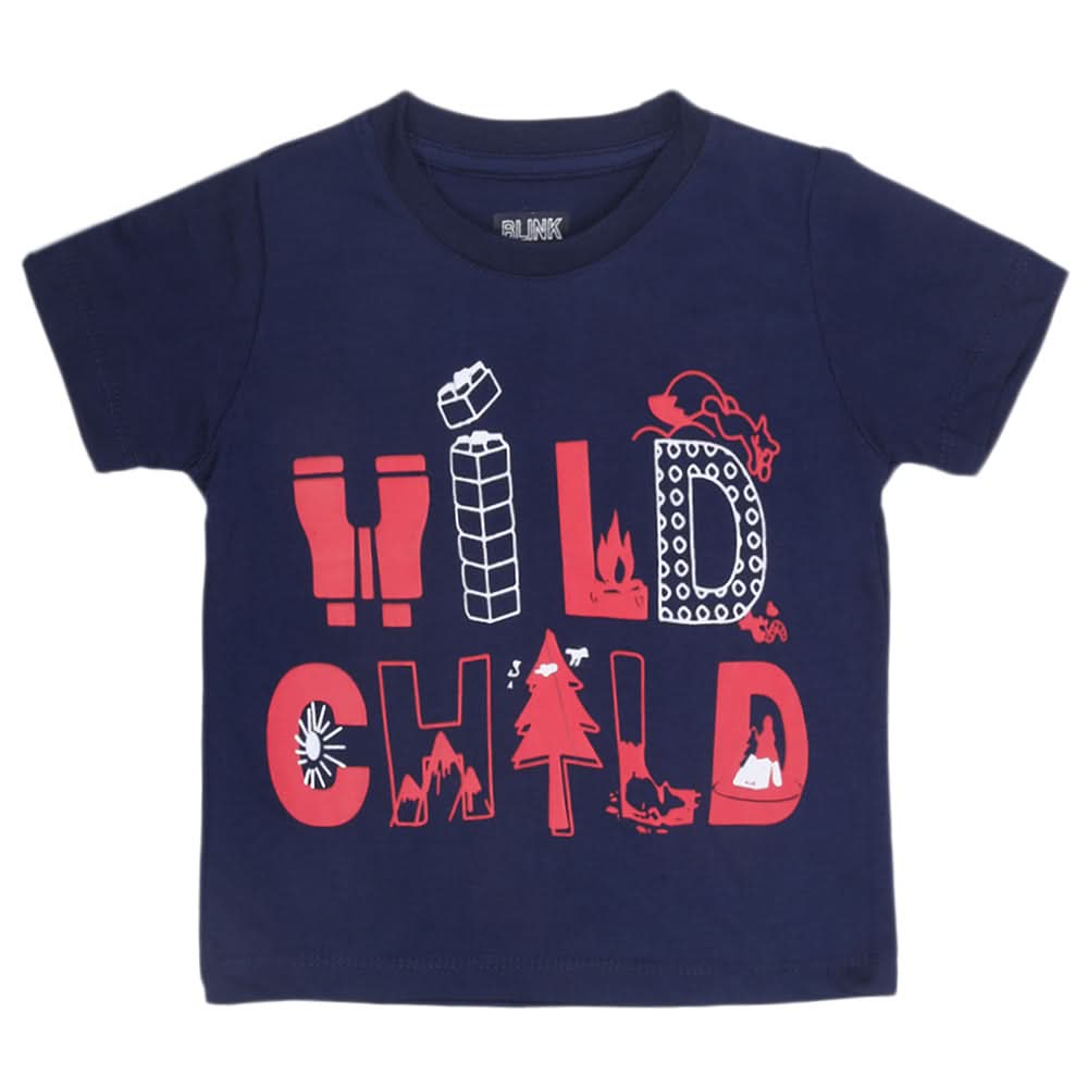 Boys Half Sleeves Printed T-Shirt - Navy Blue, Kids, Boys T-Shirts, Chase Value, Chase Value