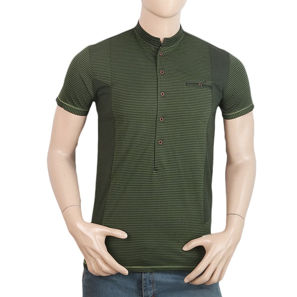 Men's Half Sleeves Slim Fit Fancy T-Shirt - Green, Men, T-Shirts And Polos, Chase Value, Chase Value