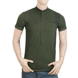 Men's Half Sleeves Slim Fit Fancy T-Shirt - Green, Men, T-Shirts And Polos, Chase Value, Chase Value