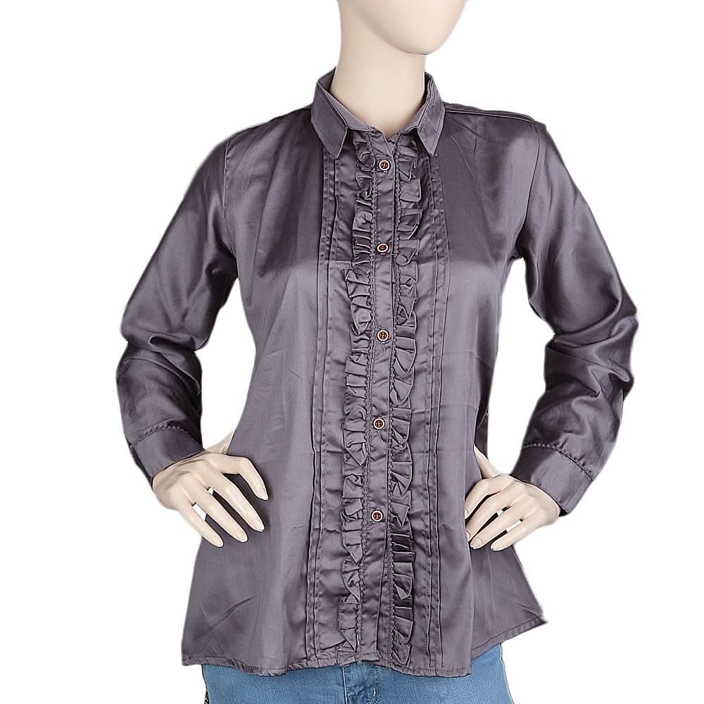 Women's Full Sleeves Casual Shirt - Grey, Women, T-Shirts And Tops, Chase Value, Chase Value