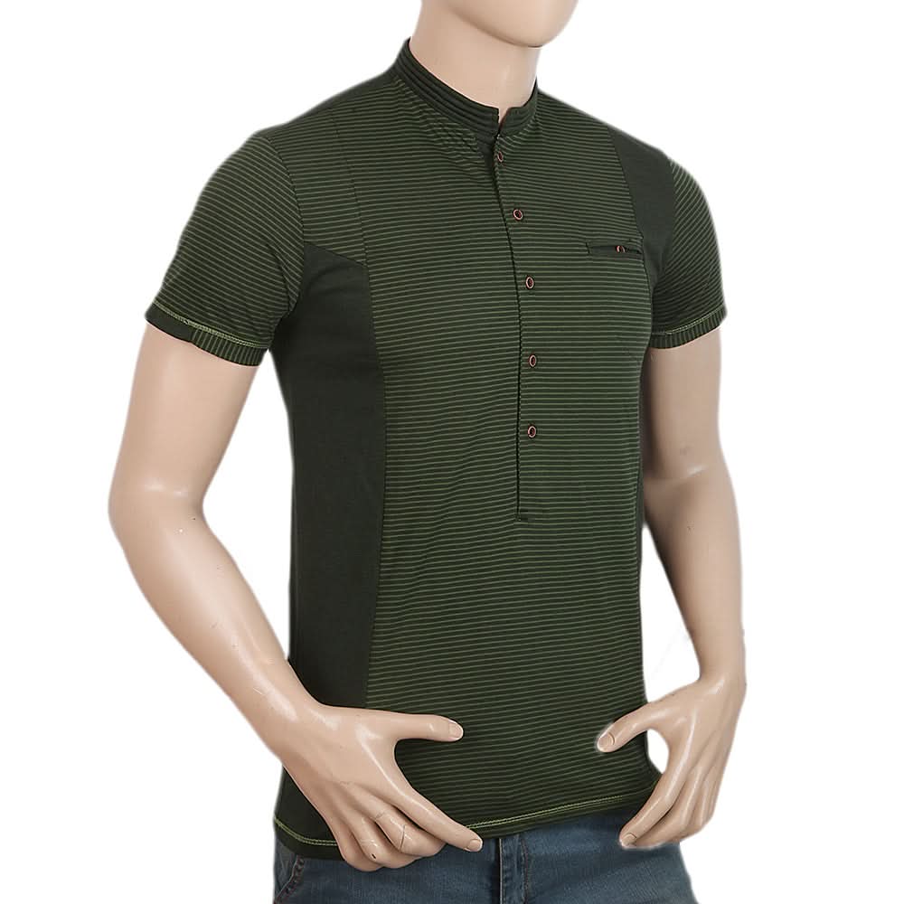 Men's Half Sleeves Slim Fit Fancy T-Shirt - Green, Men, T-Shirts And Polos, Chase Value, Chase Value
