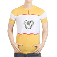Men's Half Sleeves Round Neck T-Shirt - Yellow, Men, T-Shirts And Polos, Chase Value, Chase Value