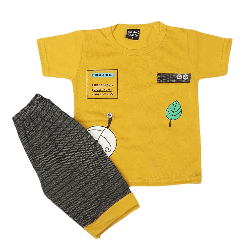 Boys Half Sleeves Suit 1305 - Mustard, Kids, Boys Sets And Suits, Chase Value, Chase Value