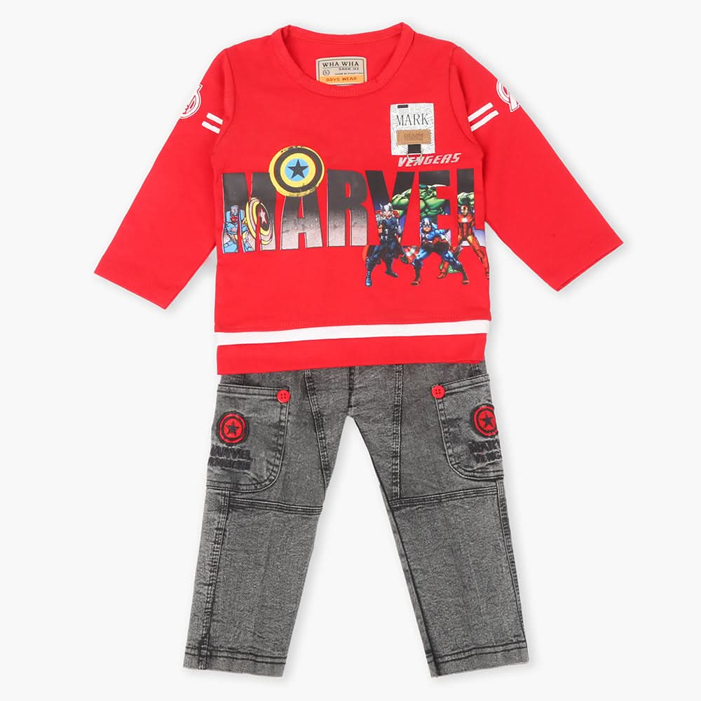 Boys Full Sleeves Suit - Red, Boys Sets & Suits, Chase Value, Chase Value