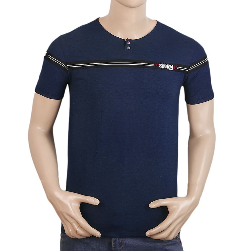 Men's Half Sleeves Round Neck T-Shirt - Navy Blue, Men, T-Shirts And Polos, Chase Value, Chase Value