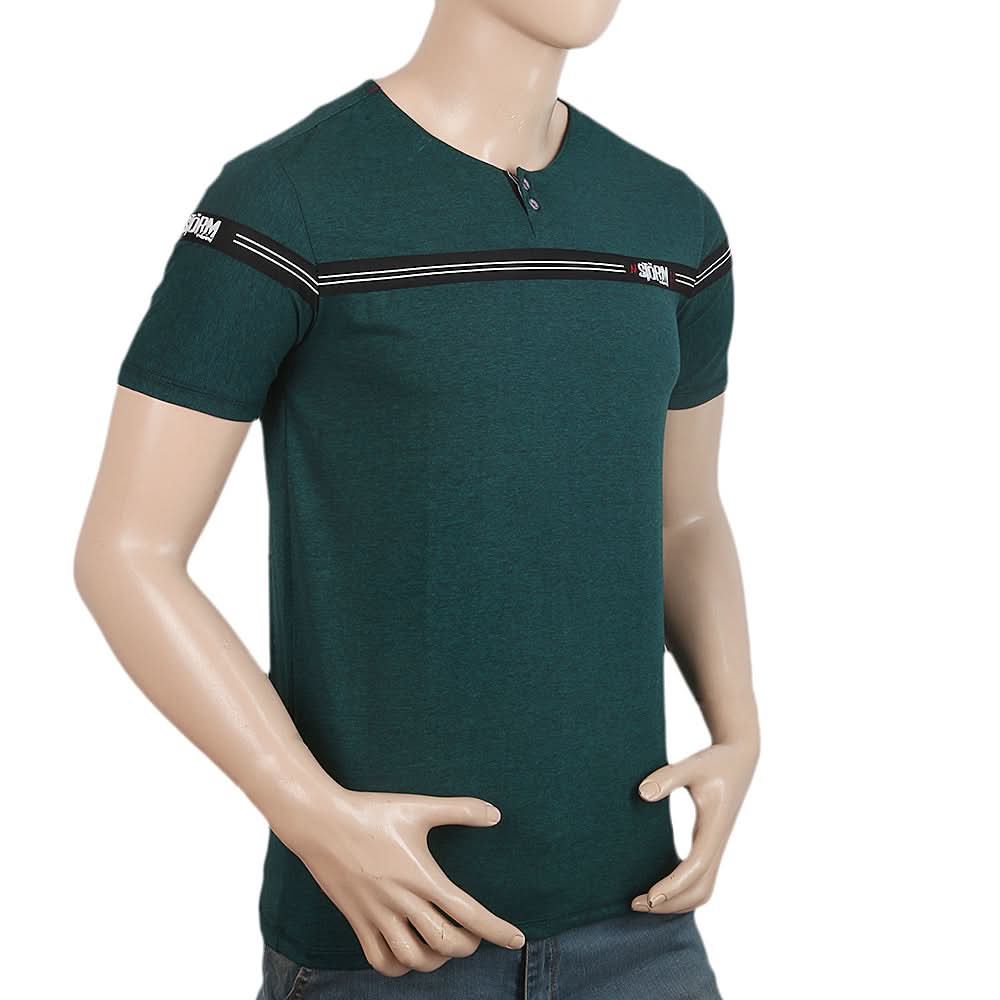 Men's Half Sleeves Slim Fit Round Neck Fancy T-Shirt - Olive Green, Men's T-Shirts & Polos, Chase Value, Chase Value
