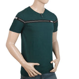 Men's Half Sleeves Slim Fit Round Neck Fancy T-Shirt - Olive Green, Men's T-Shirts & Polos, Chase Value, Chase Value