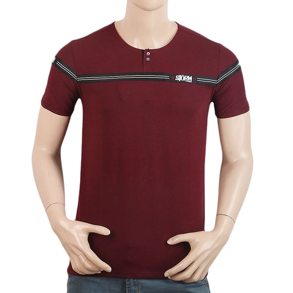 Men's Half Sleeves Round Neck T-Shirt - Maroon, Men, T-Shirts And Polos, Chase Value, Chase Value