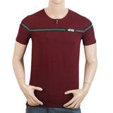 Men's Half Sleeves Round Neck T-Shirt - Maroon, Men, T-Shirts And Polos, Chase Value, Chase Value
