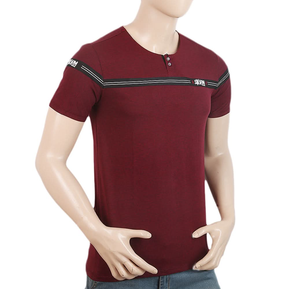 Men's Half Sleeves Round Neck T-Shirt - Maroon, Men, T-Shirts And Polos, Chase Value, Chase Value