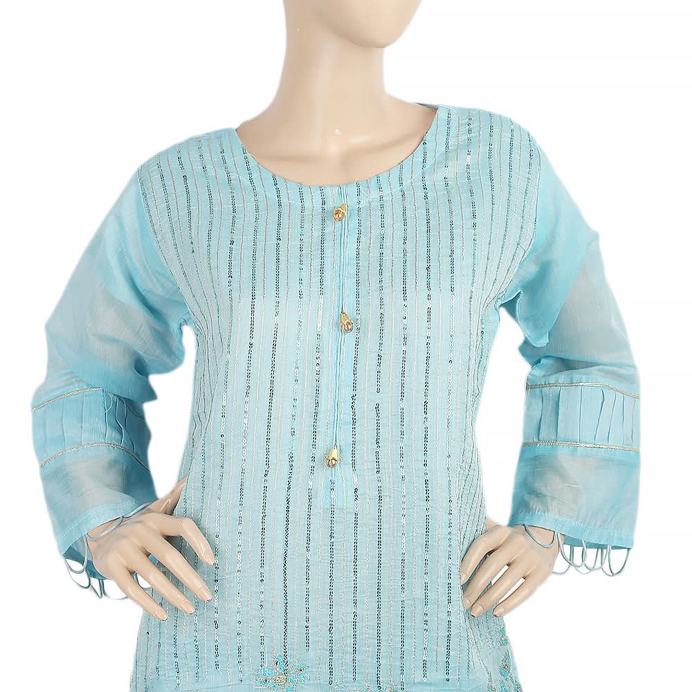Women's 3Pcs Stitched Suit - Blue, Women, Shalwar Suits, Chase Value, Chase Value