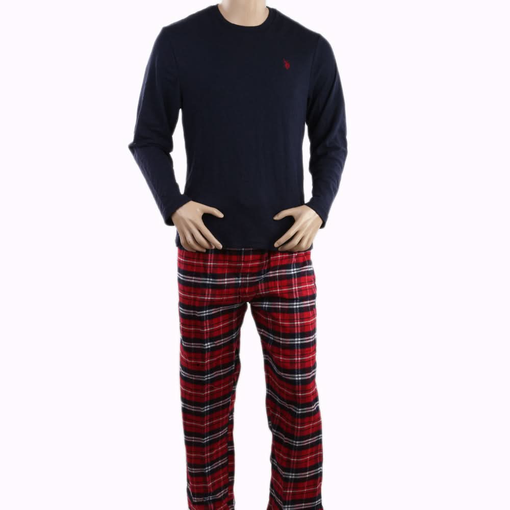 Men's Thermal Sleepwear 2 Pcs Set - Navy Blue Red, Men, Nightwear, Chase Value, Chase Value