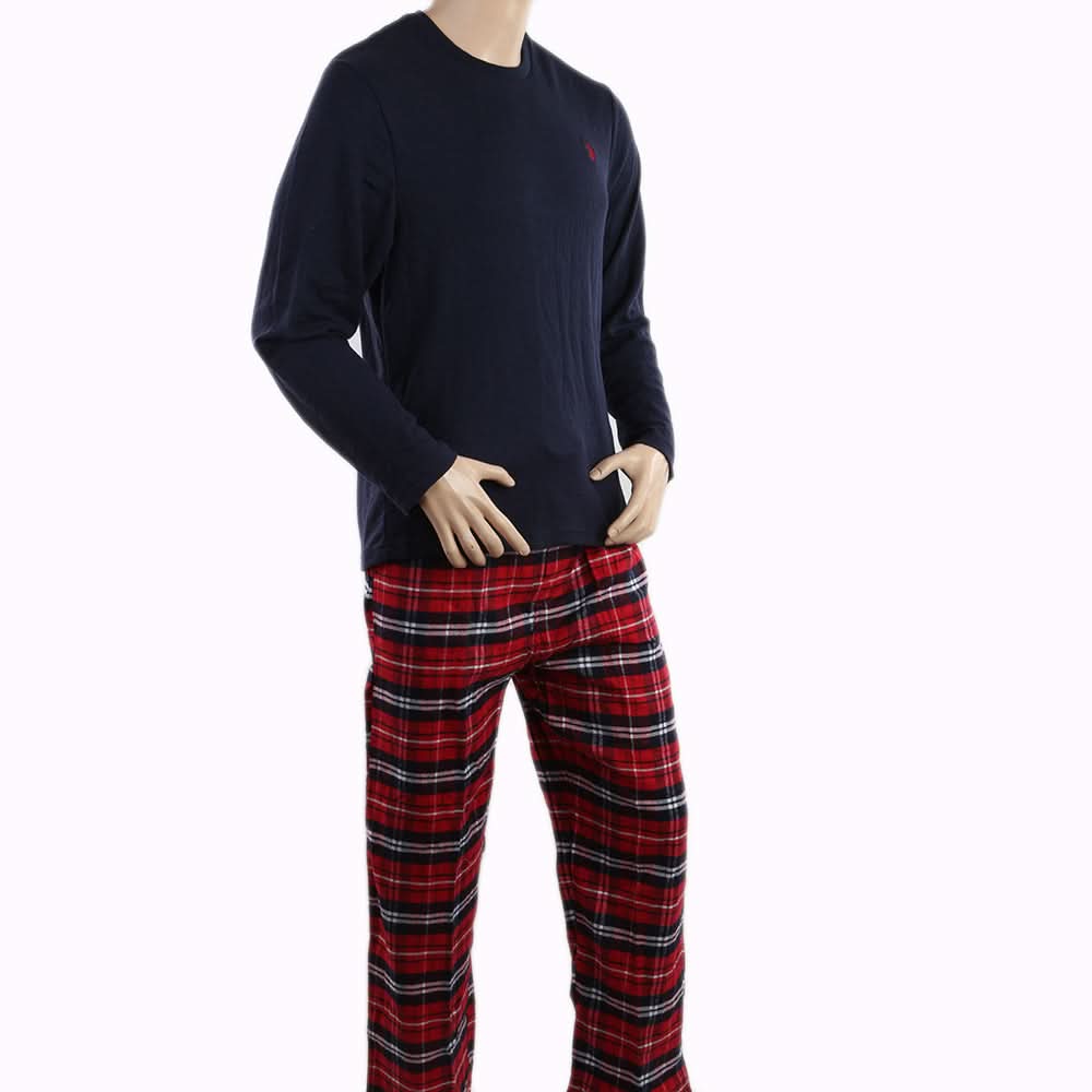 Men's Thermal Sleepwear 2 Pcs Set - Navy Blue Red, Men, Nightwear, Chase Value, Chase Value
