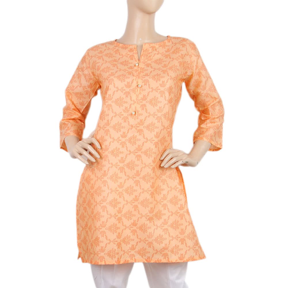 Women's Printed Kurti - Orange - B, Women, Ready Kurtis, Chase Value, Chase Value