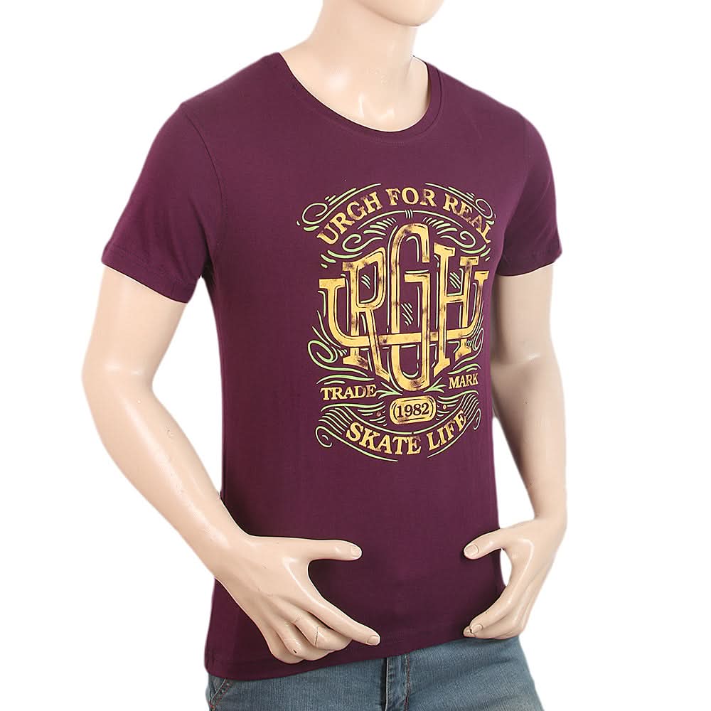 Men's Half Sleeves Round Neck T-Shirt - Purple, Men, T-Shirts And Polos, Chase Value, Chase Value