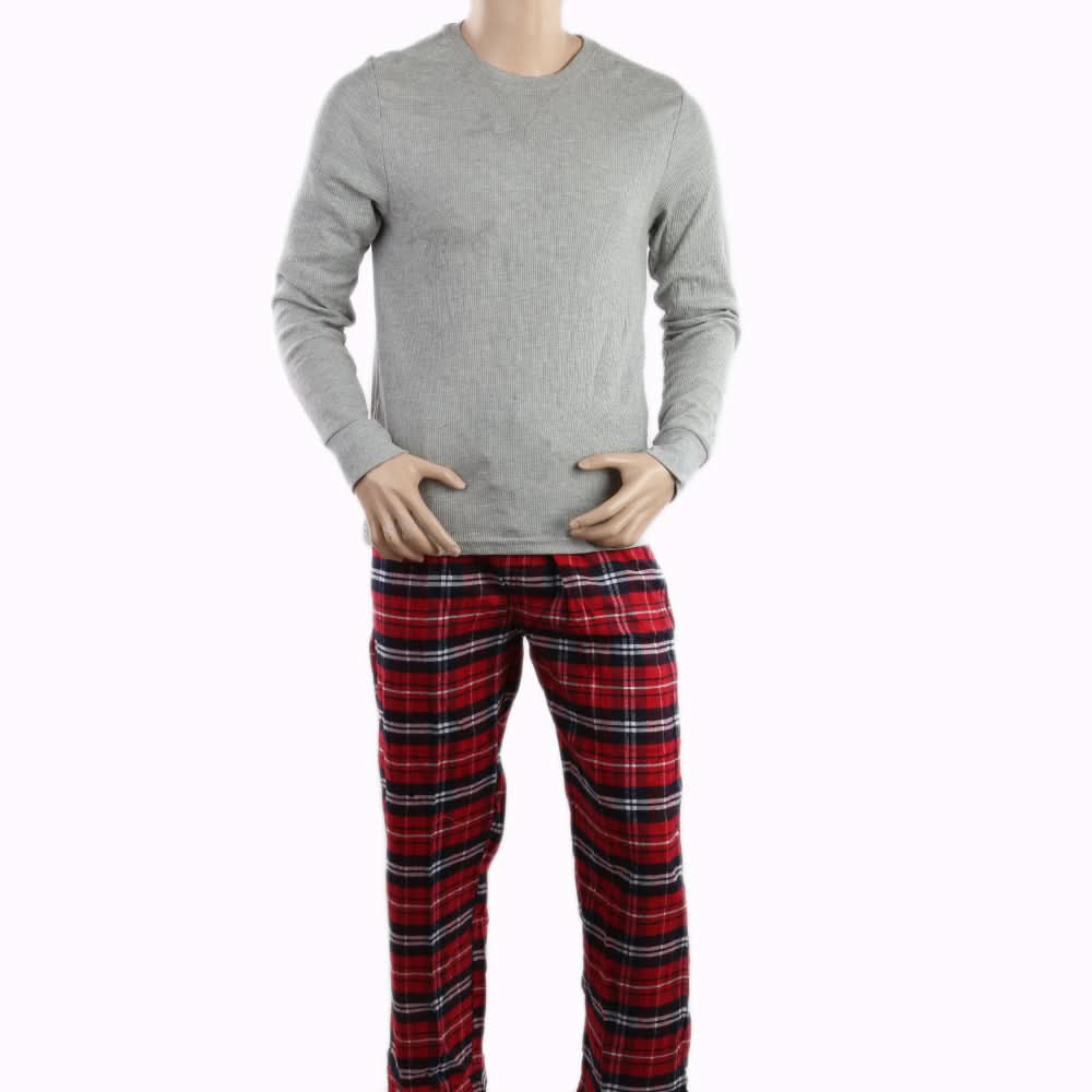Men's Thermal Sleepwear 2 Pcs Set - Dark Grey Red, Men, Nightwear, Chase Value, Chase Value