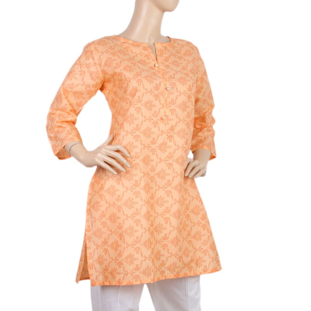Women's Printed Kurti - Orange - B, Women, Ready Kurtis, Chase Value, Chase Value