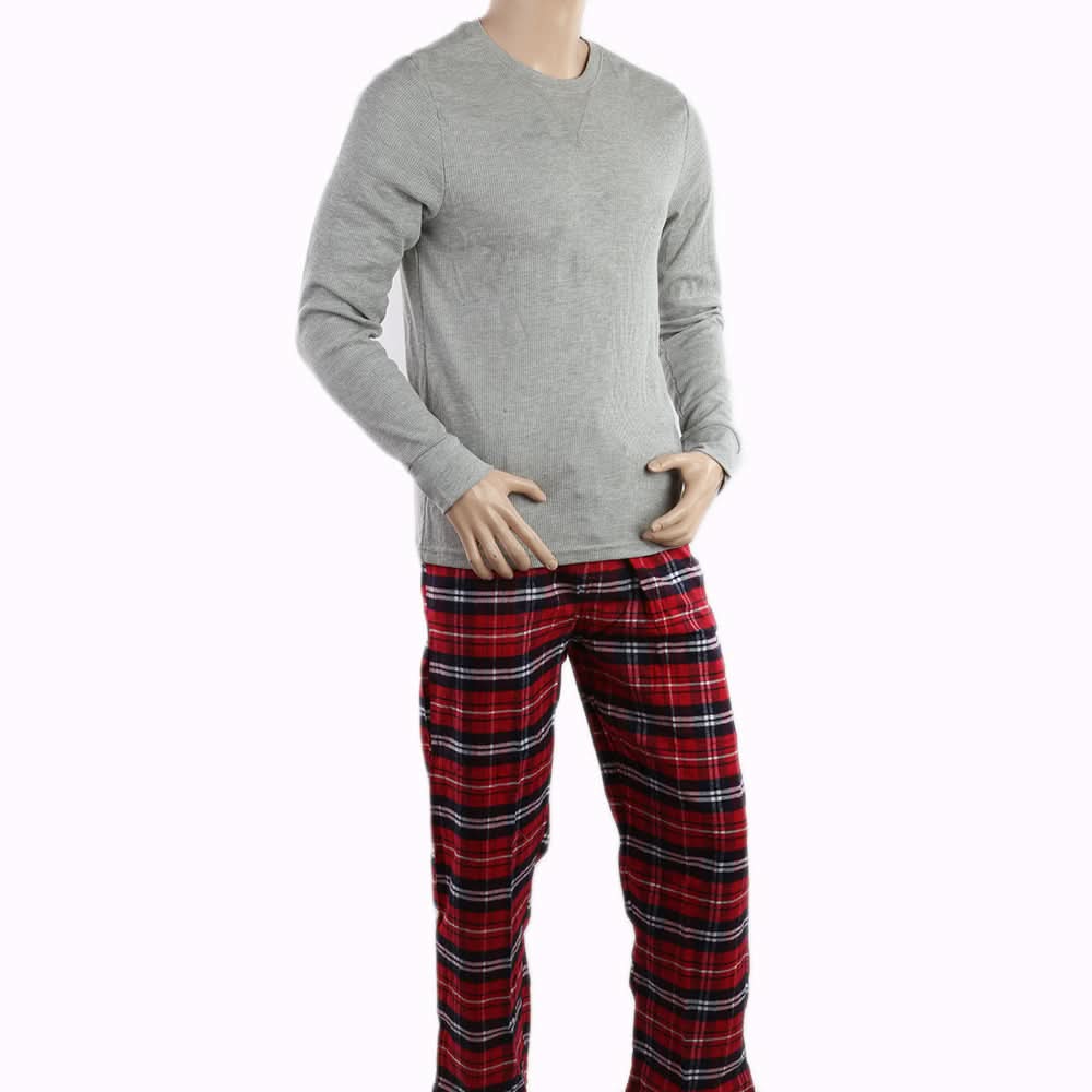 Men's Thermal Sleepwear 2 Pcs Set - Dark Grey Red, Men, Nightwear, Chase Value, Chase Value