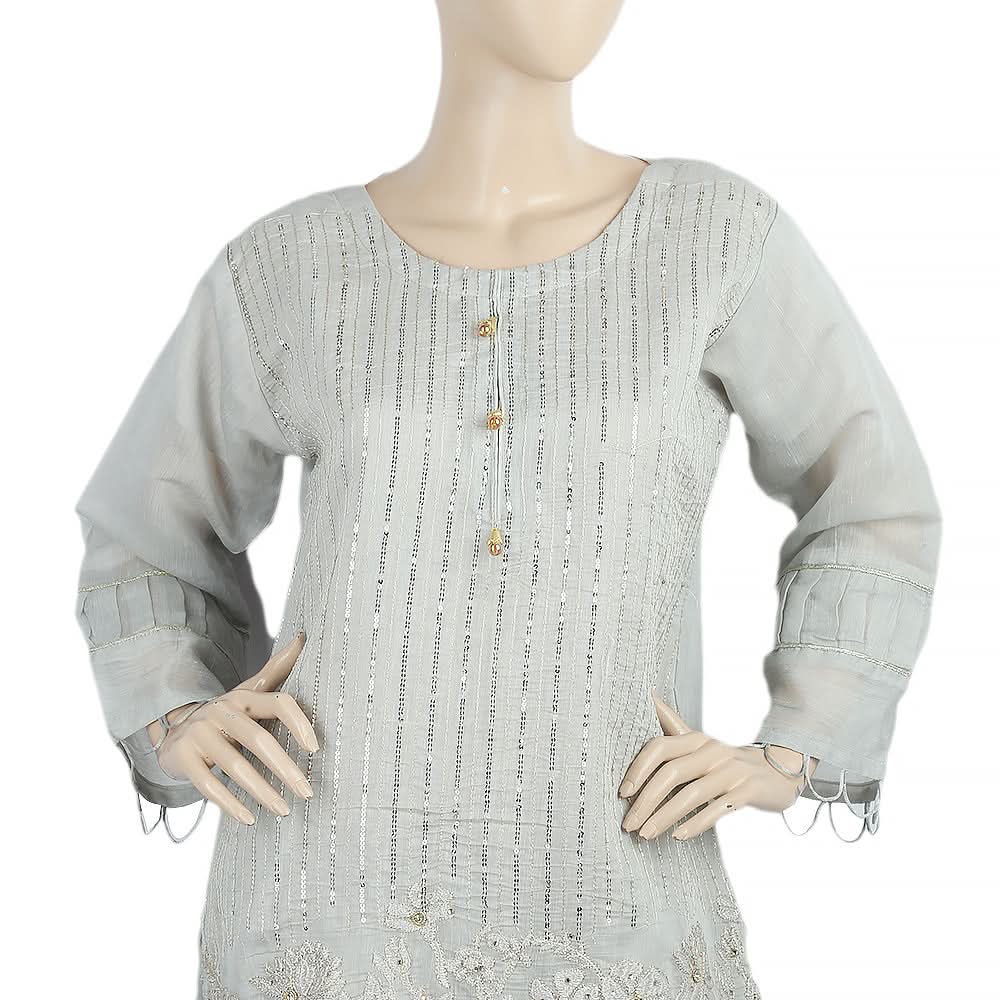 Women's 3Pcs Stitched Suit - Grey, Women, Shalwar Suits, Chase Value, Chase Value