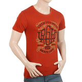 Men's T-Shirt Round Neck Half Sleeves - Rust, Men, T-Shirts And Polos, Chase Value, Chase Value