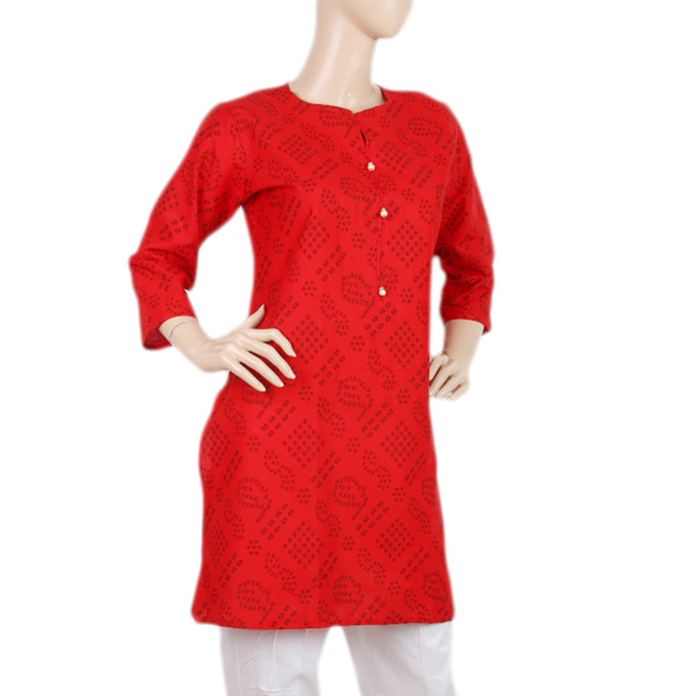 Women's Printed Kurti - Red - C, Women, Ready Kurtis, Chase Value, Chase Value