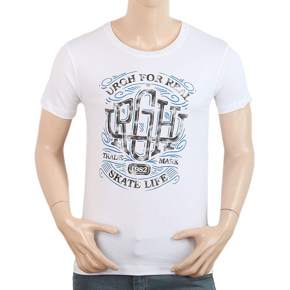 Men's T-Shirt Round Neck Half Sleeves - White, Men, T-Shirts And Polos, Chase Value, Chase Value