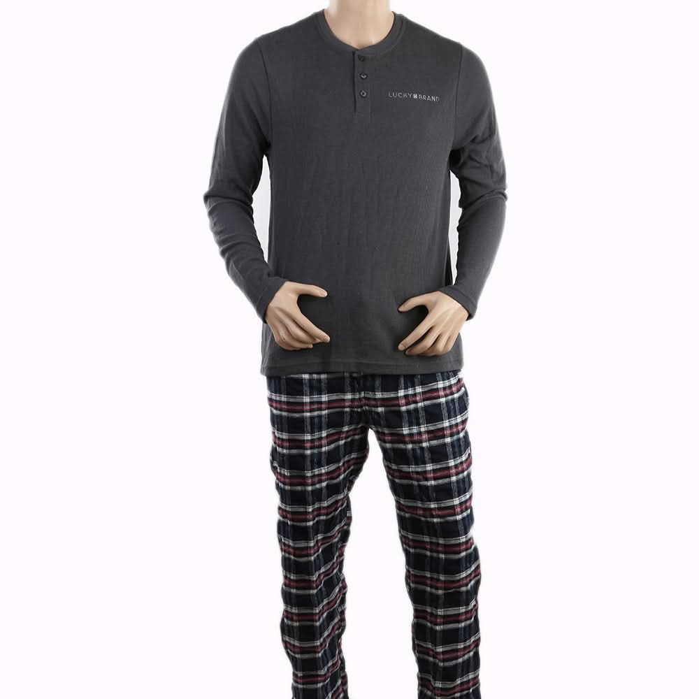 Men's Thermal Sleepwear 2 Pcs Set - Light Grey Navy Blue, Men, Nightwear, Chase Value, Chase Value