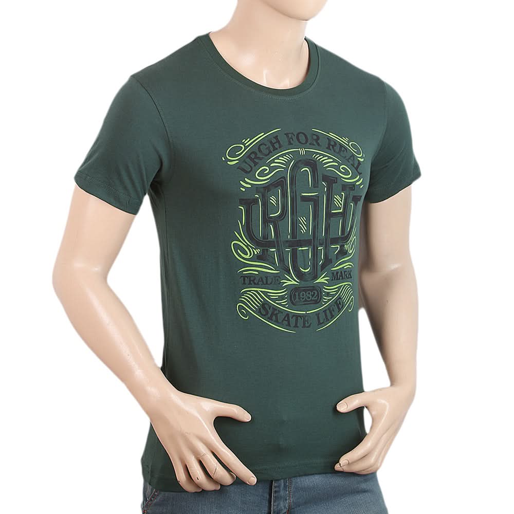 Men's T-Shirt Round Neck Half Sleeves - Green, Men, T-Shirts And Polos, Chase Value, Chase Value