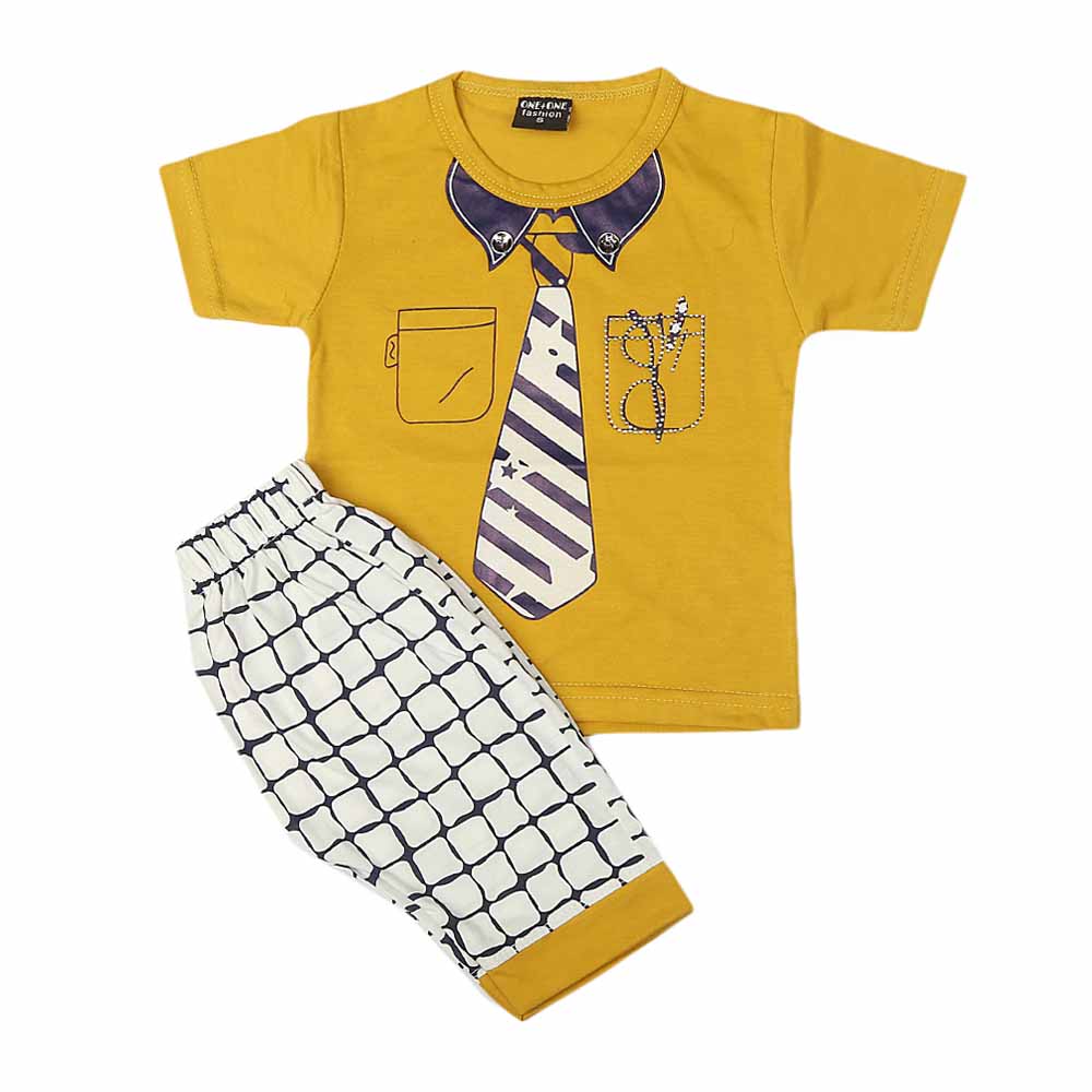 Boys Half Sleeves Suit 1828 - Mustard, Kids, Boys Sets And Suits, Chase Value, Chase Value