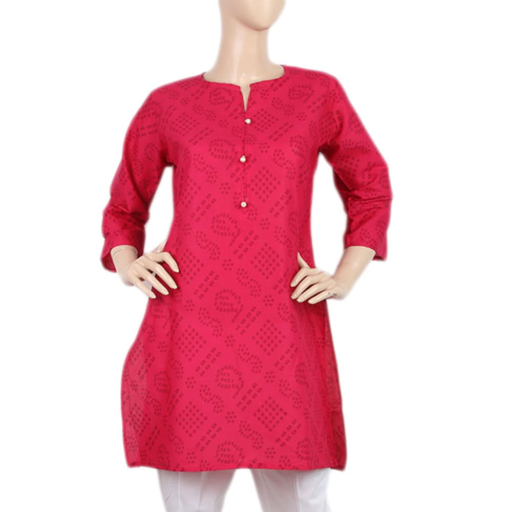 Women's Printed Kurti - Pink - C, Women, Ready Kurtis, Chase Value, Chase Value
