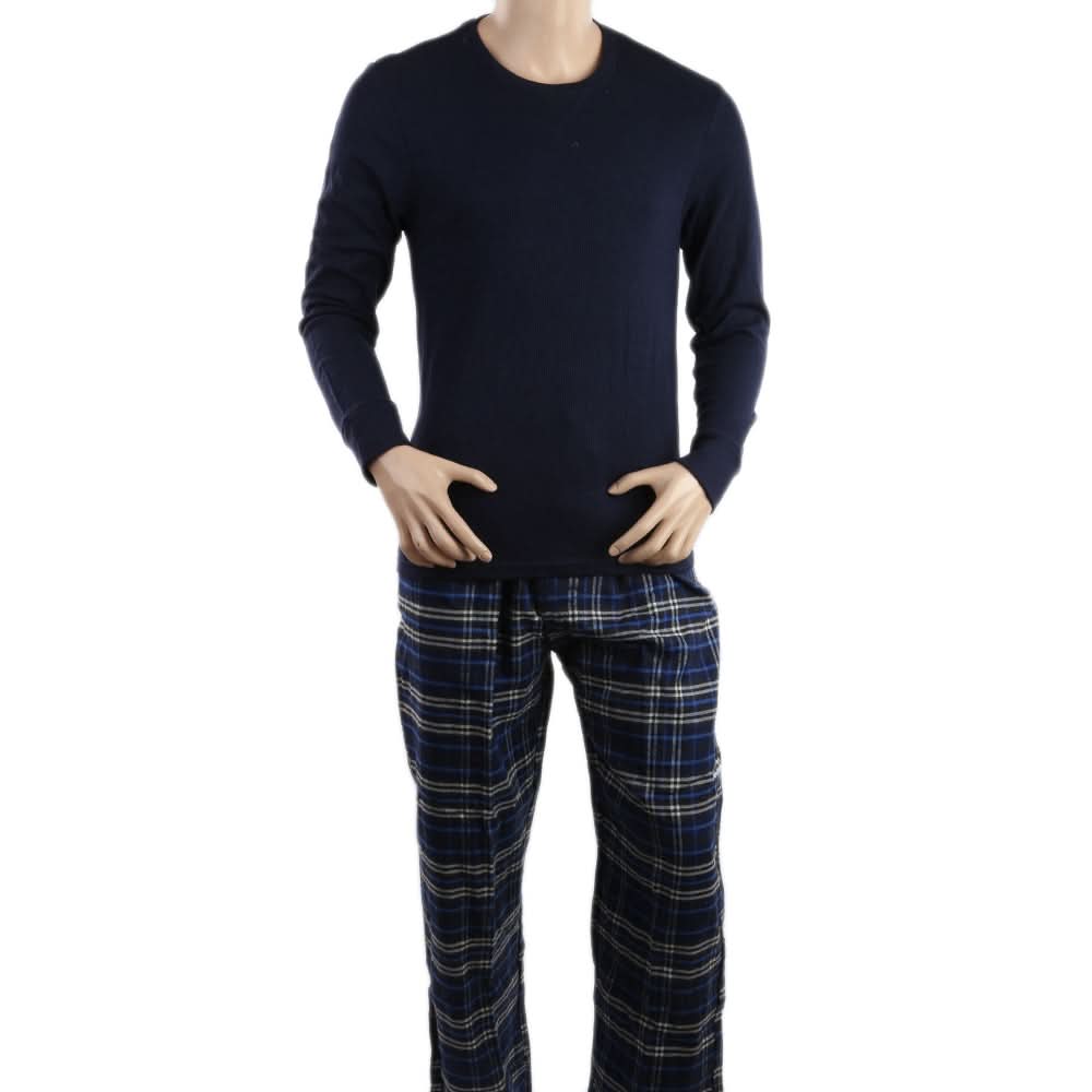 Men's Thermal Sleepwear 2 Pcs Set - Navy Blue Blue, Men, Nightwear, Chase Value, Chase Value