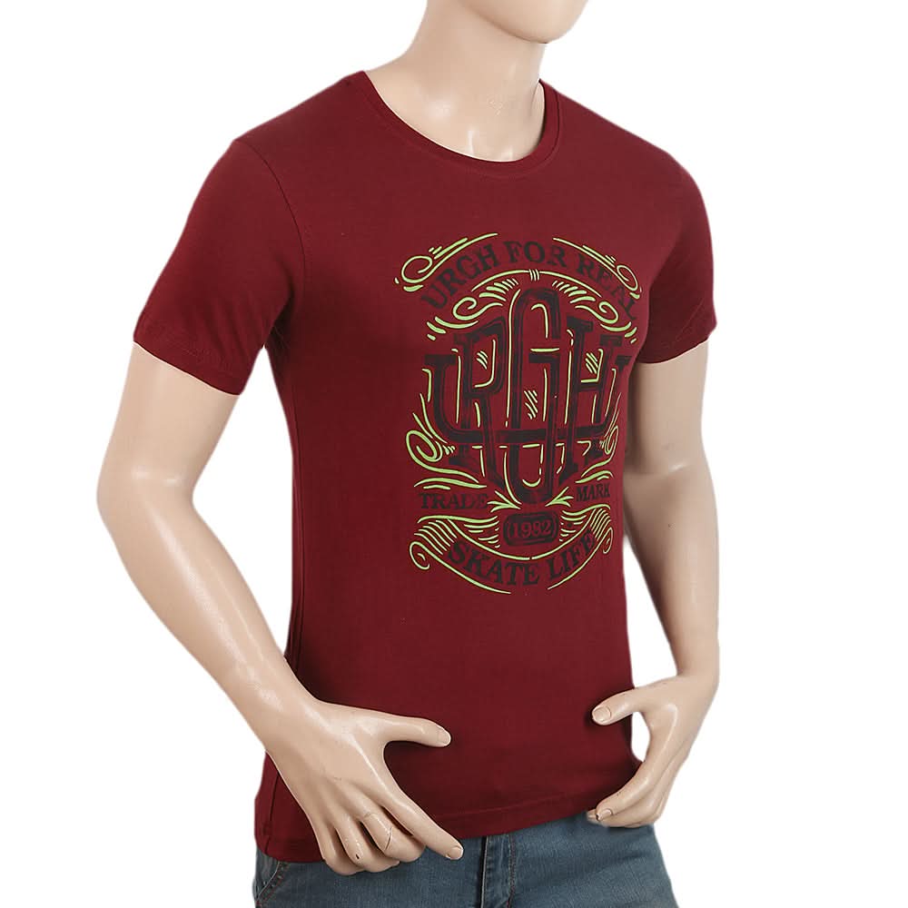 Men's Half Sleeves Round Neck T-Shirt - Maroon, Men, T-Shirts And Polos, Chase Value, Chase Value