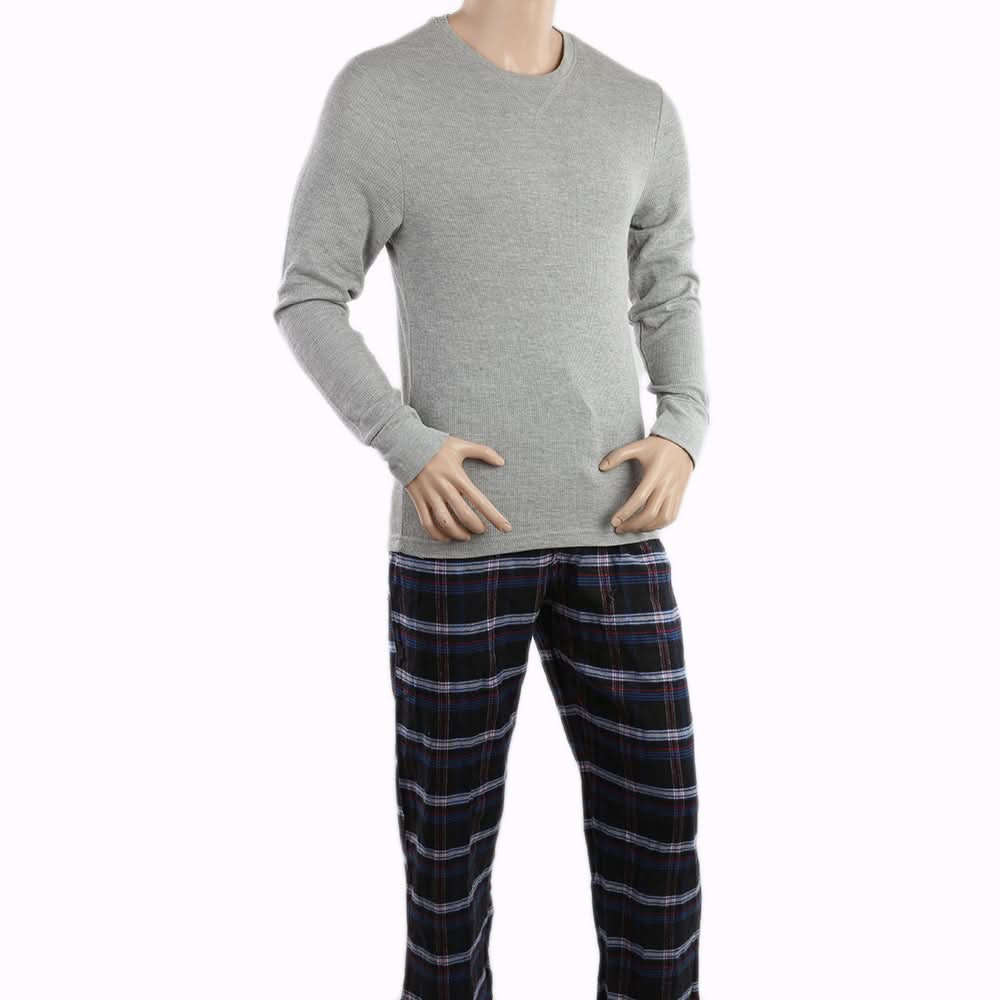 Men's Thermal Sleepwear 2 Pcs Set - Grey Navy Blue, Men, Nightwear, Chase Value, Chase Value