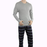 Men's Thermal Sleepwear 2 Pcs Set - Grey Navy Blue, Men, Nightwear, Chase Value, Chase Value