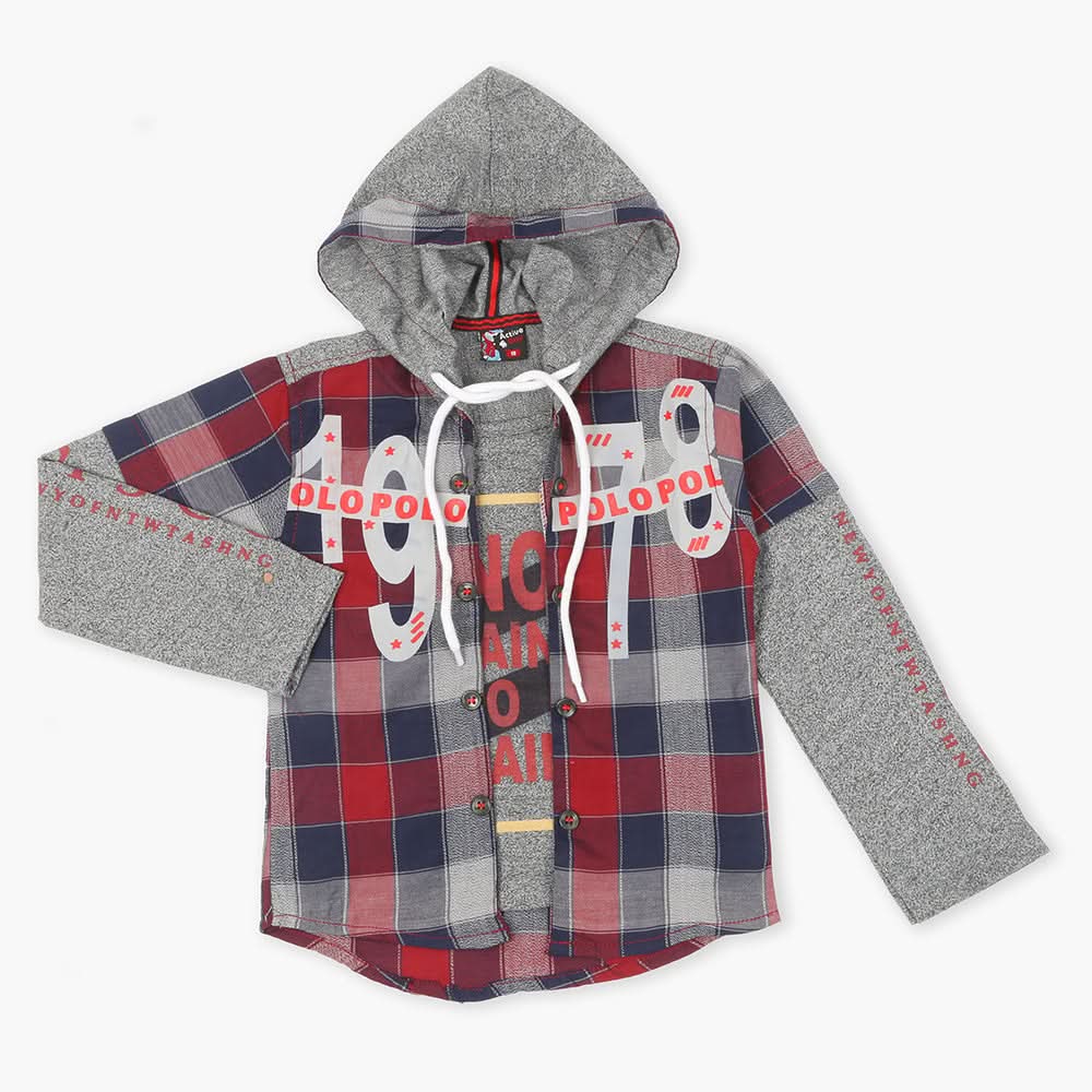 Boys Full Sleeves 2Pcs Shirt - Maroon, Boys Shirts, Chase Value, Chase Value
